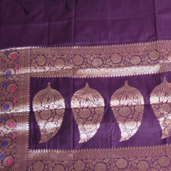 Semi silk Purple saree with jari boarder