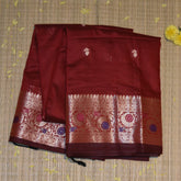 Semi Silk Cotton Maroon saree with jari boarder