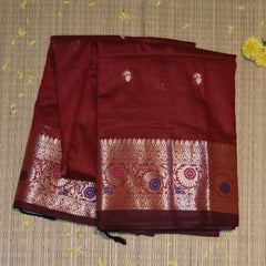 Semi Silk Cotton Maroon saree with jari boarder