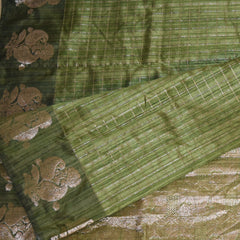 Semi Silk Cotton Green saree with jari boarder