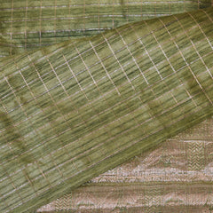 Semi Silk Cotton Green saree with jari boarder