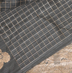 Semi Cotton Silk Black saree with jari boarder