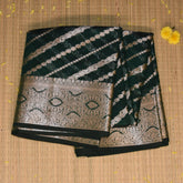 Semi Kora Silk Bottle green saree with jari boarder