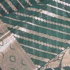 Semi Kora Silk Bottle green saree with jari boarder