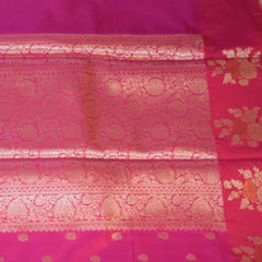 Semi Silk Rani Pink saree with jari boarder
