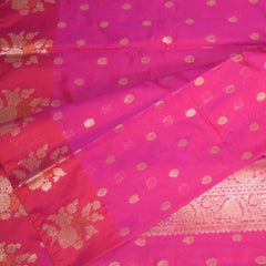 Semi Silk Rani Pink saree with jari boarder