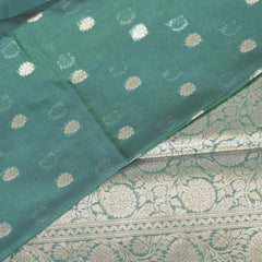 Semi Silk Bottle green saree with jari boarder