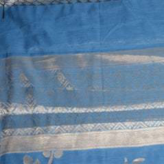 Semi Kora Silk blue saree with jari boarder