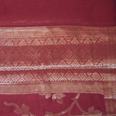 Semi Kora Silk Maroon saree with jari boarder