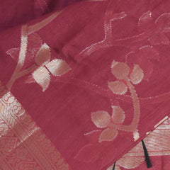 Semi Kora Silk Maroon saree with jari boarder