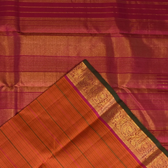 Kanchipuram Silk Rust Red Saree with Blouse