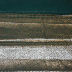 Semi Silk Cotton Bottle Green Saree with jari boarder