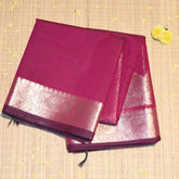 Semi Silk Cotton Rani pink saree with jari boarder