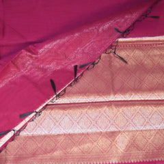 Semi Silk Cotton Rani pink saree with jari boarder