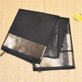 Semi Silk Cotton Black saree with jari boarder