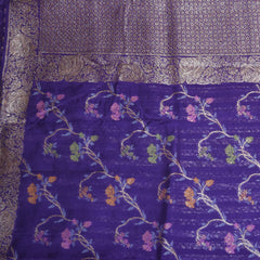 Dupion silk purple saree with jari boarder