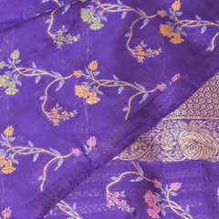 Dupion silk purple saree with jari boarder