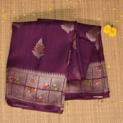 Duopin silk purple saree with jari boarder