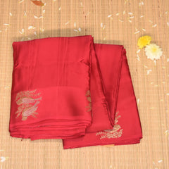 Banarasi Crepe Silk barbie pink with bird motifs