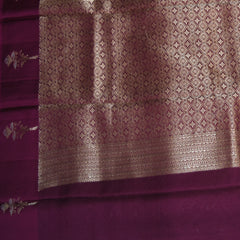 Benarasi Crepe Silk grape wine with flower motifs