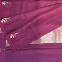 Benarasi Crepe Silk grape wine with flower motifs