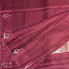 Benarasi Crepe Silk pastel maroon with flower motifs