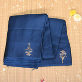 Benarasi Crepe Silk pigeon blue with flower motifs