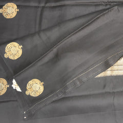 Benarasi Crepe Silk saree black saree with flower motifs