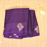 Benarasi Crepe Silk purple saree with flower motifs