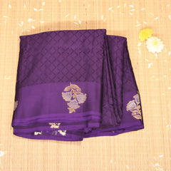 Benarasi Crepe Silk purple saree with flower motifs