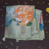 Mashroo silk light green saree with jari boarder