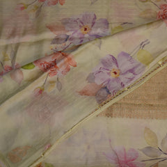 Mashroo silk light green saree with flower motifs