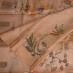 Masshroo silk light orange saree with jari motifs