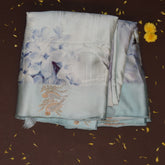 Mashroo silk sky blue saree with jari bird motifs