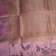 Mashroo silk light hot pink with bird motifs and jari boarder
