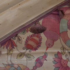 Semi Tussar half white saree with jari boarder