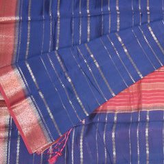 Semi Georgette navy blue saree with jari boarder