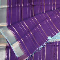 Semi Georgette navy blue saree with jari boarder