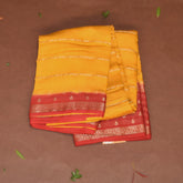 Semi Silk Cotton Yellow saree with red boarder