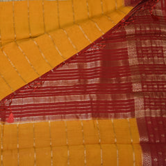 Semi Silk Cotton Yellow saree with red boarder