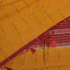 Semi Silk Cotton Yellow saree with red boarder