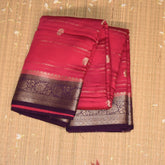 Semi Silk Cotton Pink saree with jari boarder