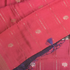Semi Silk Cotton Pink saree with jari boarder