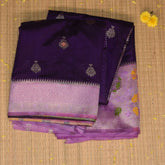 Dupion silk purple saree with paithani boarder