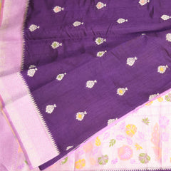 Dupion silk purple saree with paithani boarder