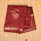Soft tussar maroon saree with jari boarder