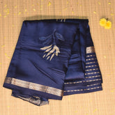 Soft Tussar Navy blue saree with jari boarder
