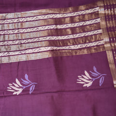 Soft Tussar purple saree with jari boarder