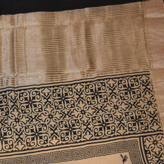 Semi Silk Cotton Cream saree with jari boarder