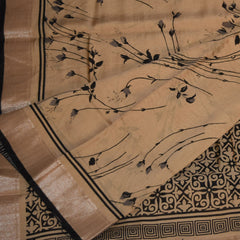 Semi Silk Cotton Cream saree with jari boarder